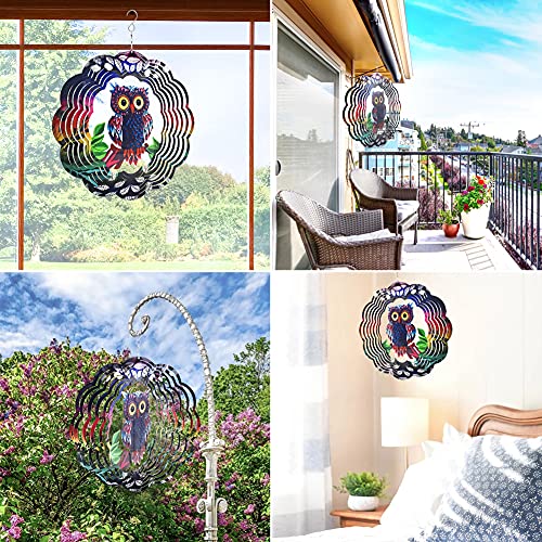 Wind Spinners voor Tuin Metalen Grote Hangen Outdoor Wind Chime met 2 stuks Wall Nails Roestvrij stalen Uil Wind Beeldhouwwerken (30 * 30cm) 4