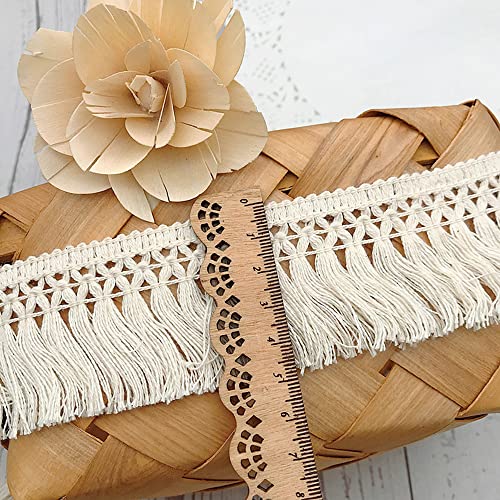 3 Yards 5cm Breed White Cotton Tassel Lace Ribbon Fringe Trimming Fringe Edge Tassel Trimming Naaien Accessoires voor DIY kostuums Kleding Gordijn Kleding Tafelkleed Bruidsdecoratie