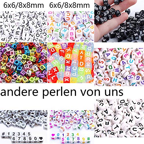 Acryl brief kralen 1000 st 6mm witte kralen zwarte letters alfabet kralen A tot Z kubus voor DIY het maken van armbanden ketting sieraden 5