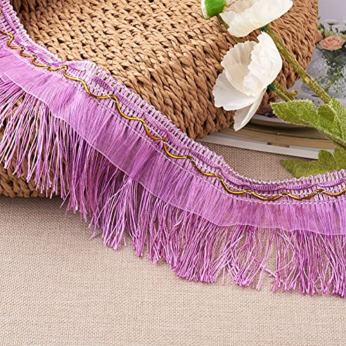 12m Fringe Lace Edge Fringe Samba Danskleding gordijn Trim Polyester Naaien geborduurd Ribbon 10cm Breedte, Lilac