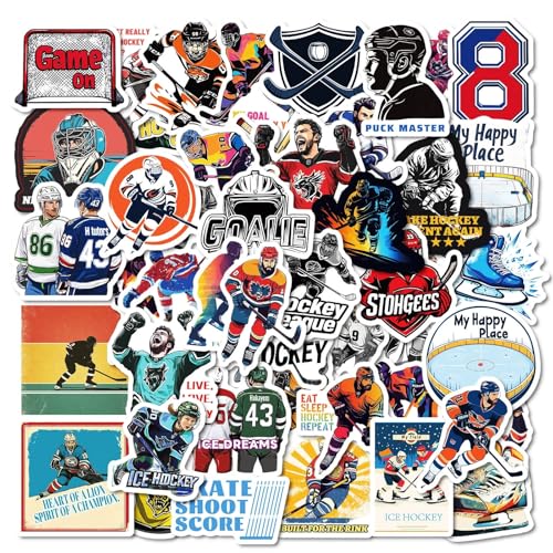 IJshockeystickers voor jongeren en volwassenen, 50 stuks, ijshockeyspellen, vinyl stickerset, auto, motorfiets, fiets, skateboard, snowboard, bagage, laptop, koffer, roer, motorfiets, computer 4
