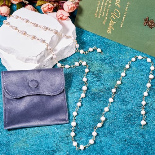 3.28 Foot Originele 18K Gold Plated Parel kralen ketting Natural Zoetwater Parel Gebraden ketting met pouch voor mannen Vrouwen sieraden Craft ketting armband DIY Accessoire 4