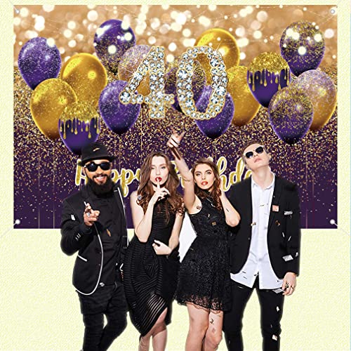 40e verjaardag decoratie voor vrouwen, paars stoffen bord poster verjaardag party decoratie, 40e verjaardag achtergrond banner vrouw, 40e verjaardagsfeest decoratie 3