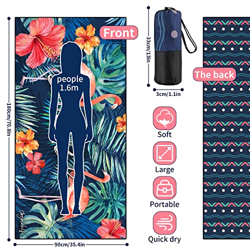 Strandhanddoek, 180cm x 89cm Double Sided Microfiber Beach Handdoek voor volwassenen, Dock en Bay Beach Handdoek, Lichtgewicht Extra Groot Snel Droog Zand Gratis Zwembad Handdoek voor Zwemmen
