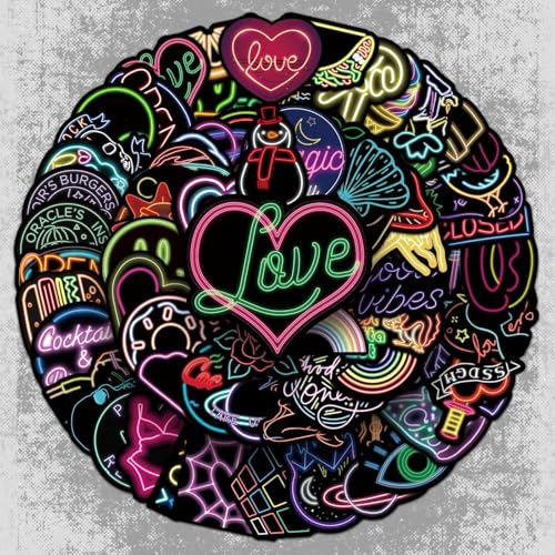 100 stuks Neon Stickers voor tieners Volwassenen Cool Waterdichte Vinyl Stickers Set Auto Motorfiets Fiets Skateboard Snowboard Bagage Laptop Koffer Helm Motorfiets Computer 4