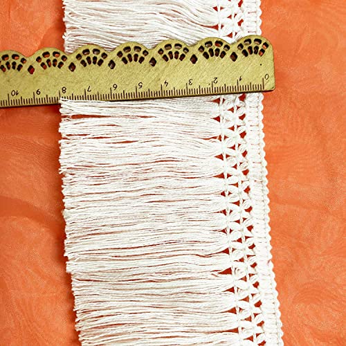 10 Yard 8cm brede katoenen Tassel Fringe Tassels DIY Accessoires Fringe Tassel Katoenen Lace voor kleding Accessoires Naaien ambachten bruiloft decoratie ambachten en decoratie, melkwit 3