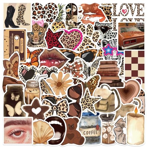 Leopard Stickers voor tieners Volwassenen 50 stuks Leopard Waterproof Vinyl Sticker Set Auto Motorfiets Fiets Skateboard Snowboard Bagage Laptop Koffer Helm Motorfiets 4