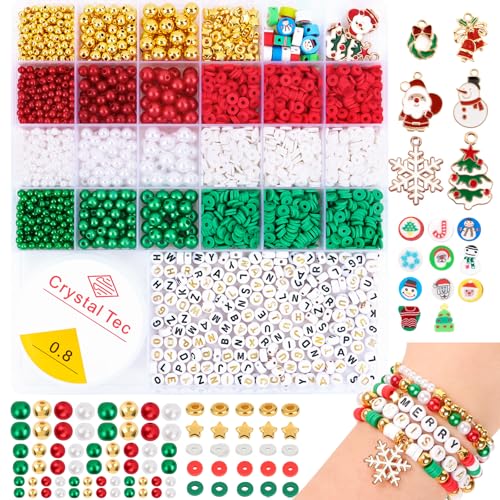 3186 stuks kerstkralen voor het maken van sieraden, alfabet letterkralen voor armbanden, kettingen maken, kleibedels voor meisjes, kinderen, sieraden, doe-het-zelf ambachten