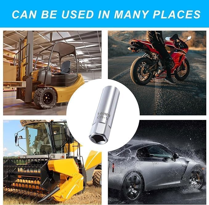 Spark Plug Wrench 14mm 12-Point Thin Wall Spark Plug Plench 14mm Spark Plug Plug Magnetic Sun Car Truck Motorfiets Geschikt voor een breed scala aan modellen 3