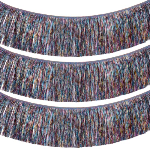 10 Yards klatergoud franje, 20 cm ras klatergoud slinger danskostuum franje trimmen glanzend voor jaardag afstuderen bruiloft doek decor, kleurrijk