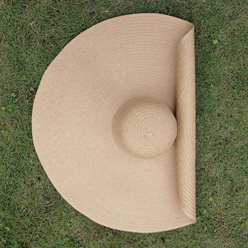 brede rand stro hoed vrouwen oversized strand stro hoed opvouwbare zachte zon hoed opvouwbare strand hoed Khaki 6 7/8-7 1/8
