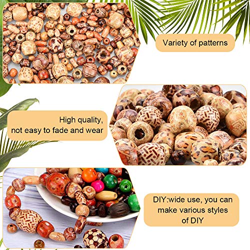 400 stuks bedrukt houten kralen, diverse vormen los houten kralen met verschillende patronen voor sieraden maken DIY armband ketting, haar knutselen, Droom Catcher 3