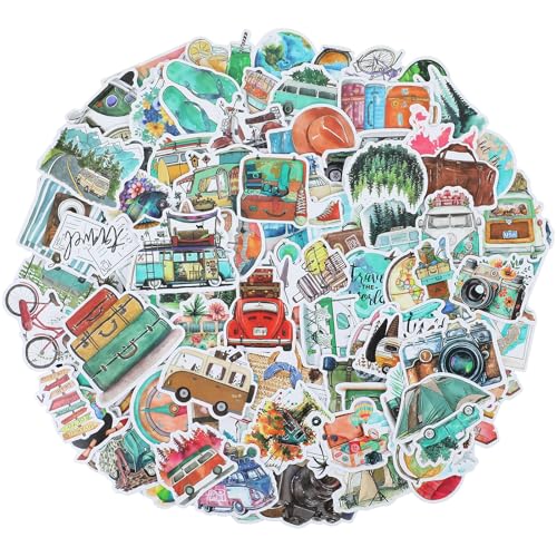 100 stuks Travel Stickers, Outdoor Travel Scrapbooking Stickers, Waterproof Journaling Stickers voor koffer, Skateboard, Laptop, Bagage, Graffiti Teen Boy Girl