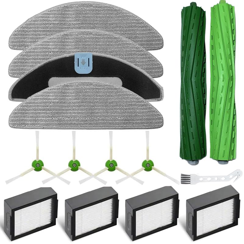 15 st Vervanging voor Roomba Combo I5, I5+, J5, J5+ Stofzuigeronderdelen, 2 hoofdborstels, 4 zijborstels, 4 Hepa filters, 4 mopdoek, 1 schoonmaakborstel