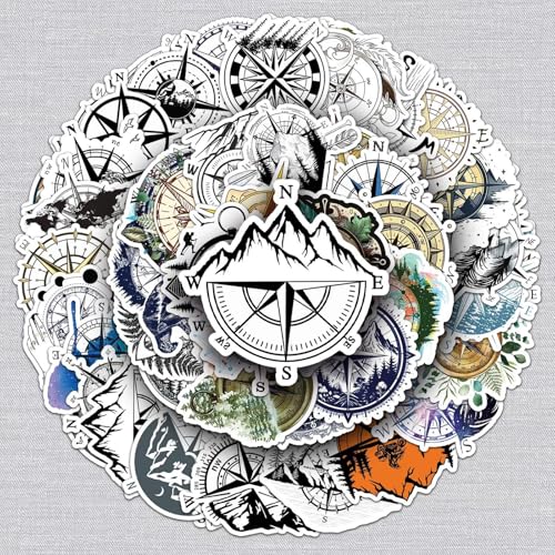 Kompas Stickers voor tieners en volwassenen, 50 stuks, Kompas Roze, Vinyl Sticker Set, Auto, Motorfiets, Fiets, Skateboard, Snowboard, Bagage, Laptop koffer, Helm, Motorfiets, Computer