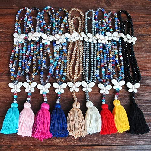 Modieuze dames Pullover ketting ketting Bohemian Tassel ketting lange kleurrijke kristal kraal koord vrouwen ketting handgemaakte parel ketting mode sieraden kostuum sieraden voor vrouw moeder dochter 3