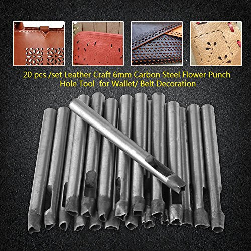 Set van 20 Punching Tools Punching Hand Cookie Cutter op lederen stempelen Carbon Steel voor DIY lederwaren ambachtelijk leer 3