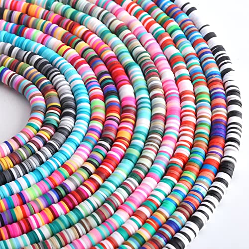 Heishi Kralen 4900PCS Polymer Klei kralen 6mm Kleurrijke platte kralen Klei Kralen Ambacht Set voor DIY sieraden ketting Charm Armbanden Cadeau (B) 3