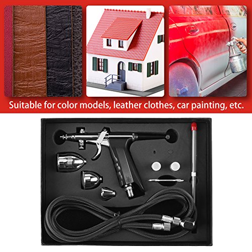 Airbrush set, airbrush pistool split design airbrush kit met adapter 0.3mm 0,5mm 0.8mm nozzle, geschikt voor kleurmodellen lederen kleding auto schilderen