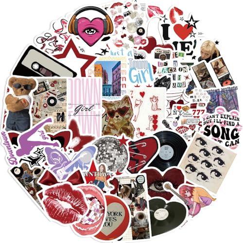 Y2k Preppy Sticker set Stickers voor tieners en volwassenen 50 stuks Downtown Y2K Meisjes Waterdichte Vinyl Stickers Automotor Fiets Skateboard Snowboard Bagage Laptop Kofferhelm