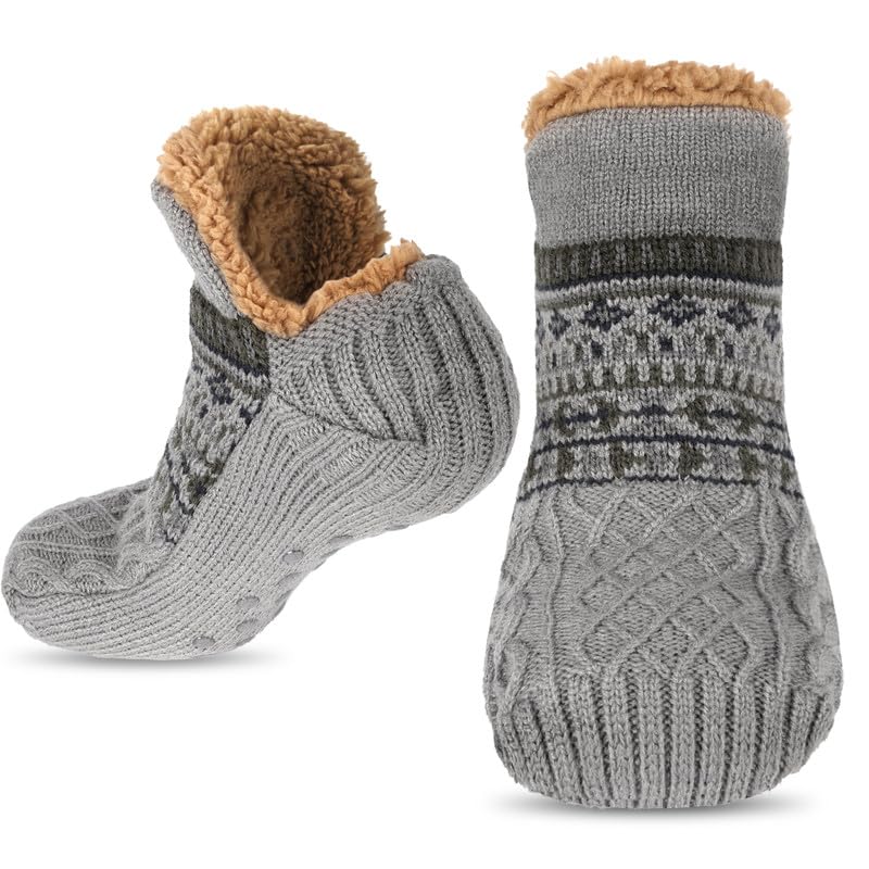 Slipper Sokken voor mannen en vrouwen, Fluffy Warm Cosy Sokken, Warm Wool Lined Sokken, Non-Slip Vloer Sokken voor binnen en thuis, 1 Paar
