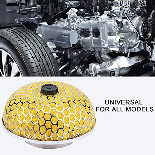 Car Air Filter, Universal Car 76mm Mushroom Sport Air Filter Hoge stroom Dubbele laag Sport Air Filter (Geel) Luchtfilters