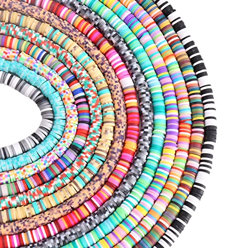 Heishi kralen 4900PCS Polymer Klei kralen 6mm Kleurrijke platte kralen Klei kralen ambachtelijke set voor doe-het-zelf sieraden ketting Charm Armbanden Cadeau (C)