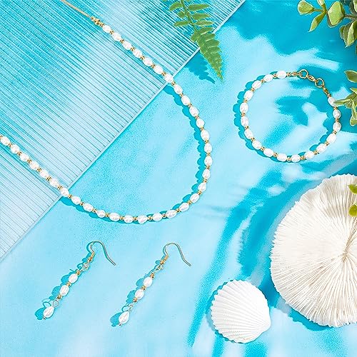 2 Strands Natural Cultured Zoetwater Parel kralen, 4-5mm Natural Oval Zoetwater Parel kralen voor DIY ambachten het maken van sieraden armbanden ketting oorbellen, Rijst, Romig Wit 3