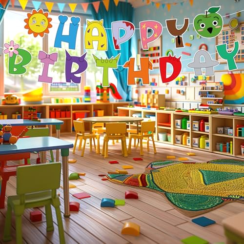 Kleurrijke verjaardag Banner, cartoon Gelukkige verjaardag feest decoraties backdrop voor jongens en meisjes partij decoratie baby douche levert fotografie achtergrond 5