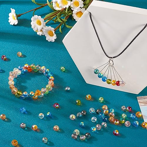 180st Gefacetteerde ronde glazen kralen, 8mm AB Vergulde gegalvaniseerd glas, Losse kralen voor DIY ambachten, armbanden en sieraden maken, 180st