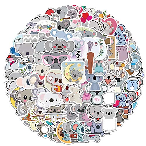 Koala Sticker Set Stickers voor kinderen Tieners 100 stuks Dieren Koalas Waterdichte Vinyl Stickers Laptop Skateboard Koffer Helm Autofiets mobiele telefoon Motorrijwiel Bike Scrapbook