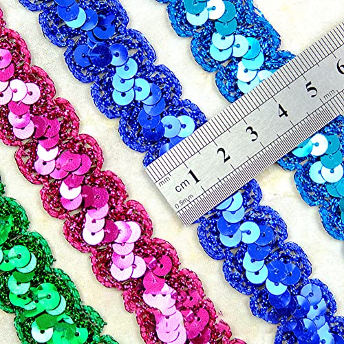 13 m 23 mm Glitter Sequins Lace Ribbon Sequin Band Gevlochten Decoratieve Band Decoratieve Band Manchetten Sequin Ribbons Trim Band voor DIY Naaikostuums Ambacht Decoraties Zilver 3