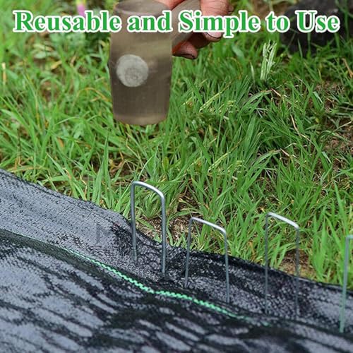 100 stuks U Gevormde tuinpolen, gegalvaniseerd staal landschap Pegs voor onkruid barrière sod stof decoraties, sterk en herbruikbaar met thermische gegalvaniseerd (ruwheid 2.5