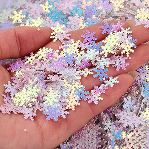 10mm pailletten voor ambachten pailletten sneeuwvlok pailletten voor het naaien van pailletten voor DIY Craft het maken van bruiloft decoratie Kerstmis decoratie partij decoratie 20g, Ca. 1000 stuks wit B 3