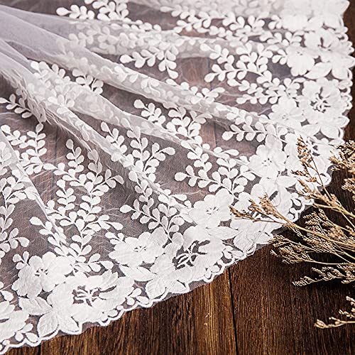 1 Yard Vintage geborduurde Kant Rand Decoratie Lint Decoratieve Tape Lace Stof voor het naaien van bruid Veilen Petticoats Trouwjurk bruidsdecoratie 32cm brede, een witte