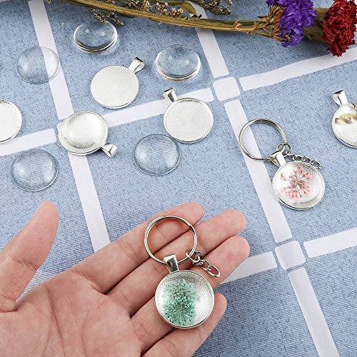 60 stuks bezel hangers cabochon en glazen koepel tegels helder cameo (licht zilver) 5