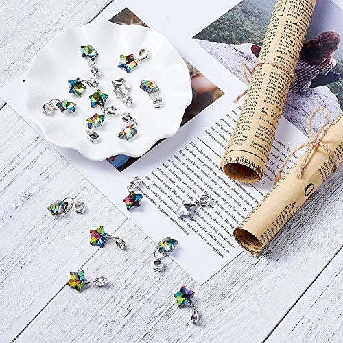 50st Europese Dangle Kralen Met Galvanized Glass Star Charms Hangers voor DIY Sieraden maken 5