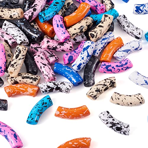 148 st/500 g Spray Geschilderde Acryl Tube Kralen gebogen Noodle Slide Kralen Spacer Grote Hole Tube Bamboe Kralen voor armband sieraden maken DIY 36mm