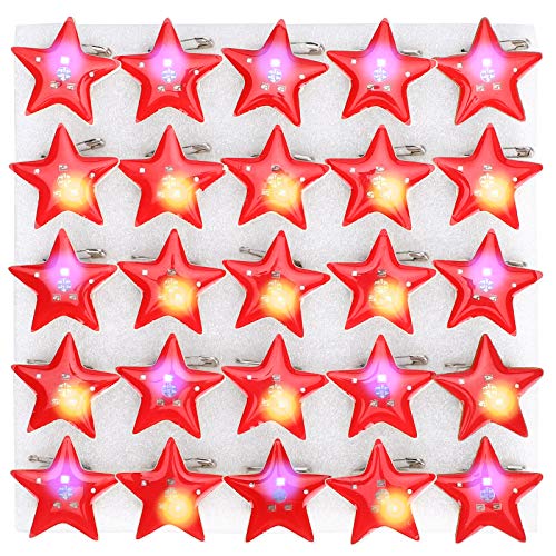 25 stuks Five-pointed Star Shaped LED Brooch, leuke LED Pin Badge voor DIY Kleding Decoratie Partij Supplies, standaard