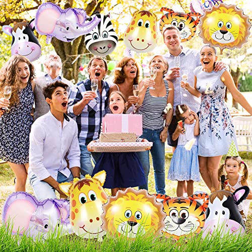Helium Pack van 6 Farm Animal Ballonnen, Grappig Opblaasbare Olifant, Tiger, Leeuw, Zebra, Koe, Giraffe Ballonnen, Pak van 6 3