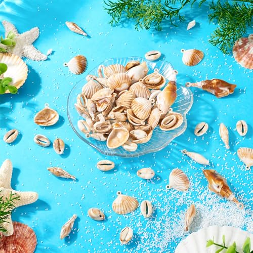 5 stijlen Shell Shape acryl hangers 100g Cowrie Shell Shell Charms Strand Vibe Seashell Bedels voor DIY oorbellen ketting sieraden maken, acryl, acryl