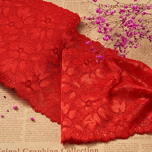 10 meter 6.3 Inch Brede Stretchy Lace Ribbon Borduren Bloemen Patroon Elastische Stof Trim voor Garment Craft Wedding Gift Decor, Grey 4