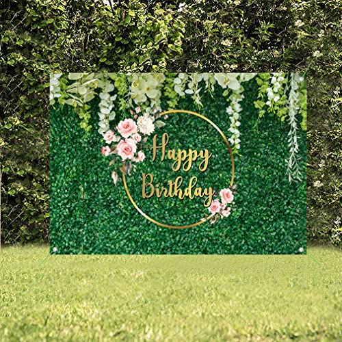 Verjaardag decoratie voor meisjes / vrouwen, verjaardag banner, groene bladeren, stof teken, poster, gelukkige verjaardag, achtergrond banner, dames, verjaardag feest decoratie 5