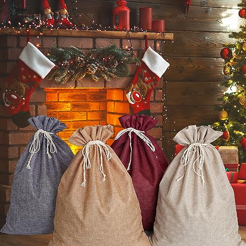 Jute Tassen Advent Kalender Tassen Geschenken voor bruiloft Advent Kalender (Donker Bruin / 30 x 40 cm / 5 stuks) 3