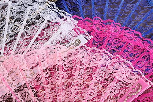 Vrouwen Ventilator Stof Ventilatoren Bruiloft Ventilatoren Kant Vintage Spaanse Barok Victoriaanse Zomer Vouw Ventilator voor bruiloften Verjaardagsfeest Kostuum Halloween Carnaval Danshand Ventilator 3