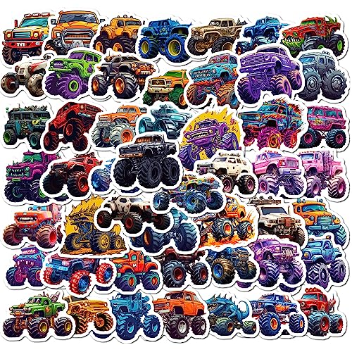 Monster Truck Sticker Set Kinderen Tieners 50 stuks Waterdicht Vinyl Stickers Laptop Skateboard Koffer Helm Auto Fiets mobiele telefoon Motorrijwiel Bike Scrapbook Cadeau dagboek Cups