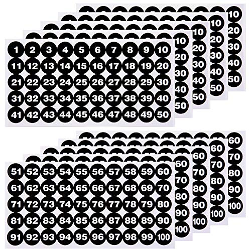 10 Vellen Aantal Stickers 5 Sets van 1-100 Vinyl nummer Sticker, waterdichte etiketten, voor opslag dozen, sloten, binnen en buiten, (zwart, 2,5cm)