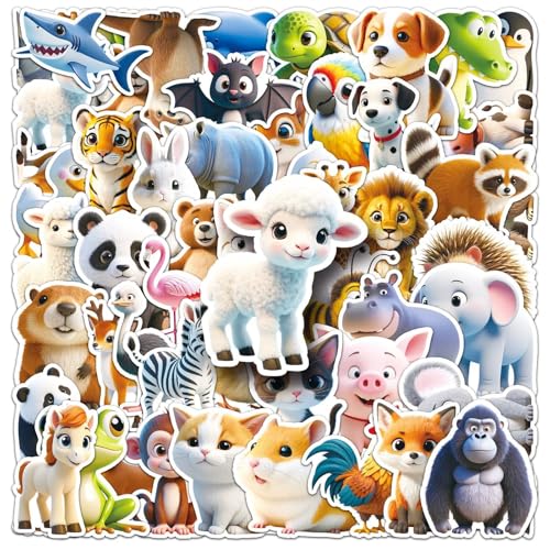 Verpakking van 50 Animal Stickers voor tieners Volwassenen 3D Dieren Waterdichte Vinyl Stickers Set Auto Motorfiets Fiets Skateboard Snowboard Bagage Laptop Koffer Helm Motorfiets Computer