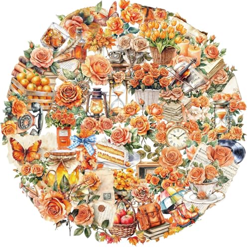 Oranje bloemen Stickers voor tieners Volwassenen 50 stuks Oranje bloemen PET Vinyl Sticker Set Auto Motorfiets Fiets Skateboard Snowboard Bagage Laptop Koffer Helm Motorfiets Motorstickers