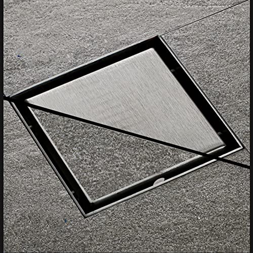 Bodemafvoer 10 x 10 x 4 cm, Vierkante afvalhoes met verwijderbare hoesrooster en filter, koperen vloerafvoer voor 40mm/50mm/75mm Buis (zwart) 3